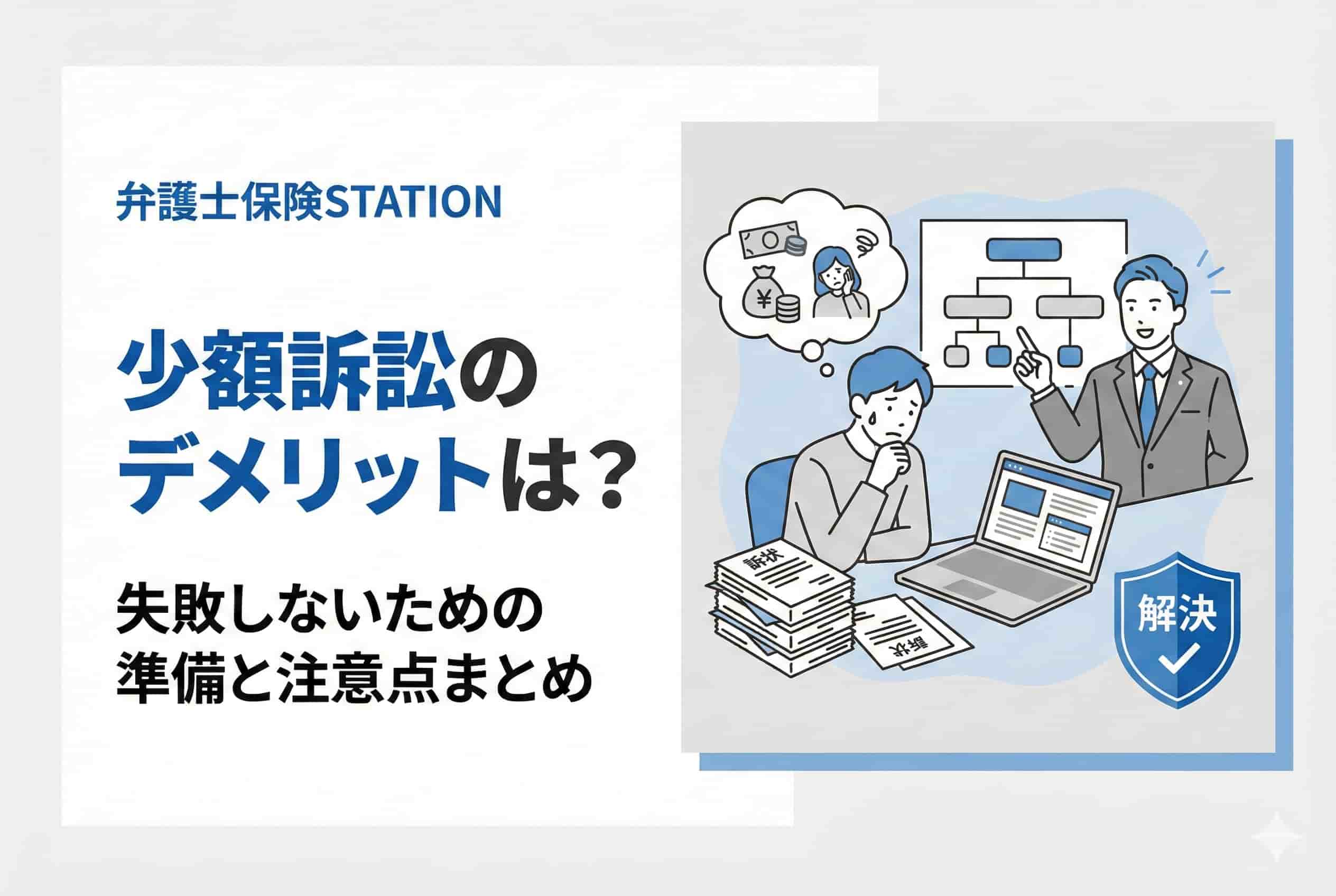少額訴訟にはデメリットはある？注意点についても解説 | 【2026年】弁護士保険を比較 人気ランキングから保険料、補償比較｜  トラブル別でおすすめの弁護士保険をご紹介 弁護士保険ステーション